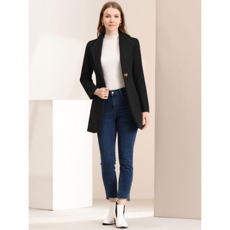 INSPIRE CHIC Women's Turn Down Collar Buttoned Business Casual Mid-Long Winter Coat