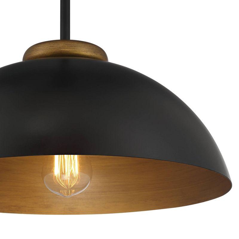 Janie Modern Industrial Black and Gold Dome Pendant Light