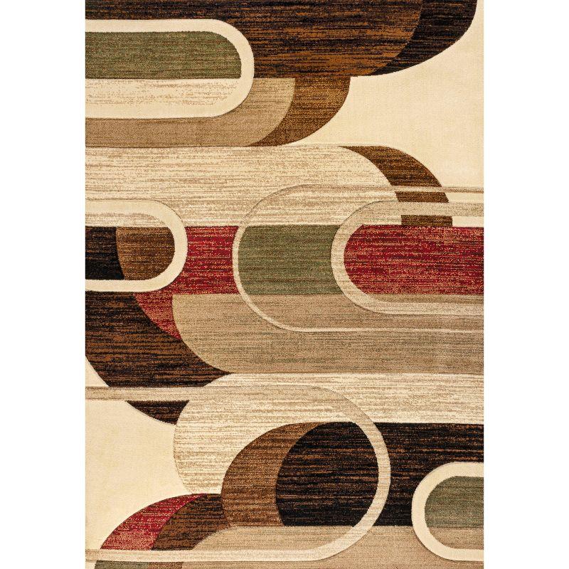 Tamara Retro Red and Beige Geometric Area Rug