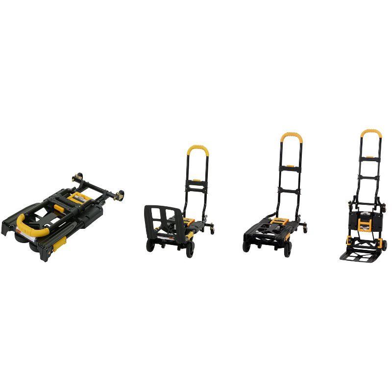 COSCO Compact 2-in-1 Folding Hand Truck and Rolling Cart with Extendable Handle, Black/Yellow