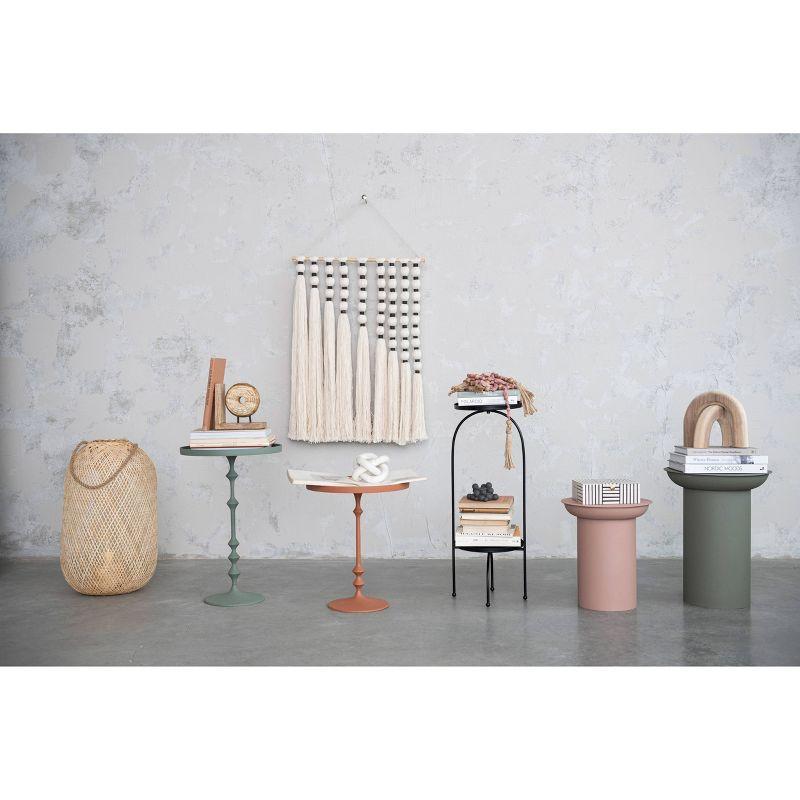 Storied Home Metal Two-Tier Accent Table and Plant Stand Black: Iron Frame, Round Tiered Display, No Assembly Tools Needed