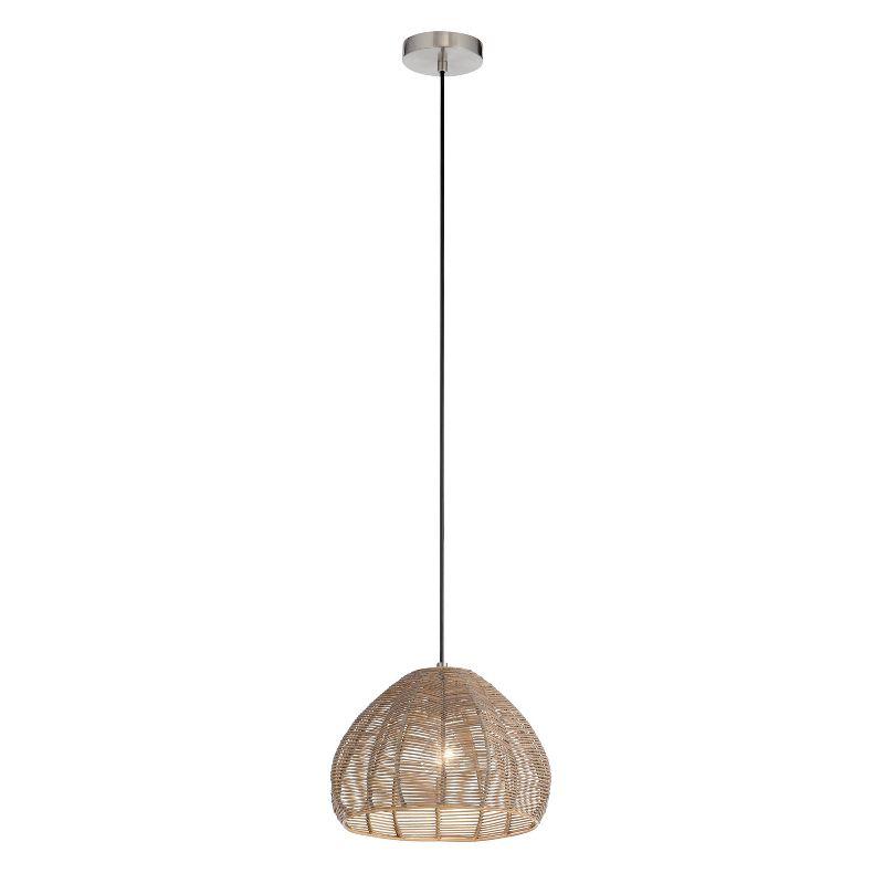 Amalia 12.75" 1-Light Natural Brown Rattan Pendant Light