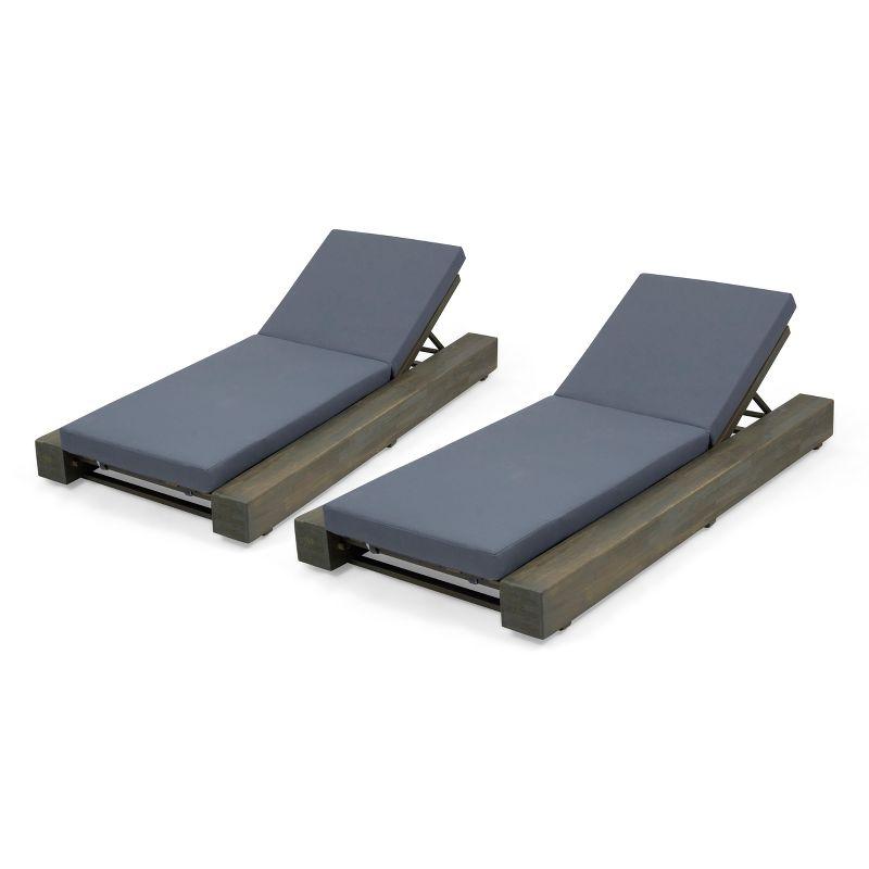 Donnie 39'' Outdoor Acacia Chaise Lounge (Set of 2)