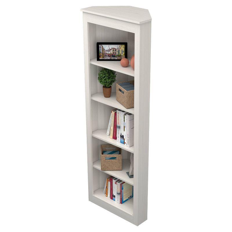 Sleek Washed Oak 5-Tier Corner Bookshelf for Modern Homes