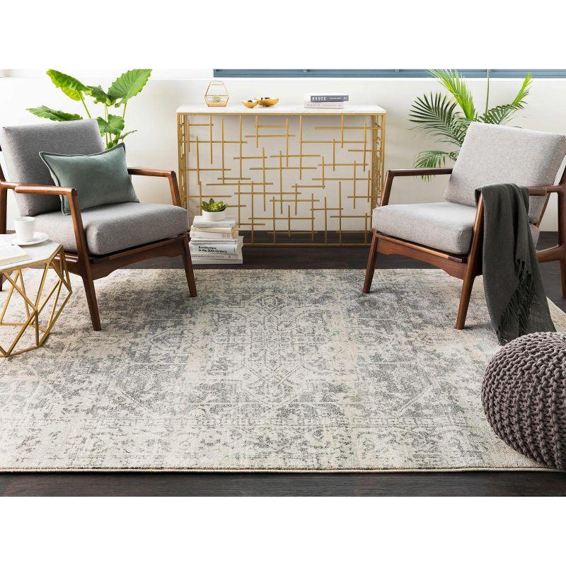 Rachel 6'7" Square Gray Polypropylene Traditional Area Rug