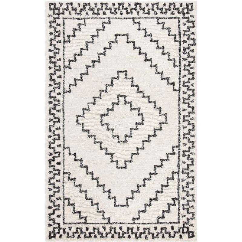 Casablanca CSB205 Hand Tufted Area Rug - Ivory/Black - 5'x8' - Safavieh.