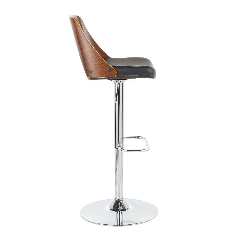 LumiSource Set of 2 Valencia Mid-Century Modern Adjustable Barstools Black: Swivel, Faux Leather Upholstery, Metal Legs