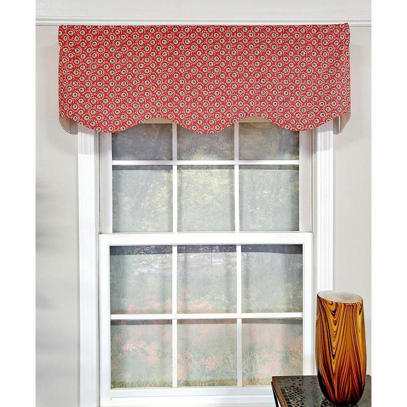 Athima Red Cotton Floral Scalloped Window Valance 50" x 15"