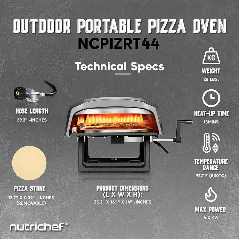 NutriChef 360° Portable Oven with Rotating Pizza Stone - Black