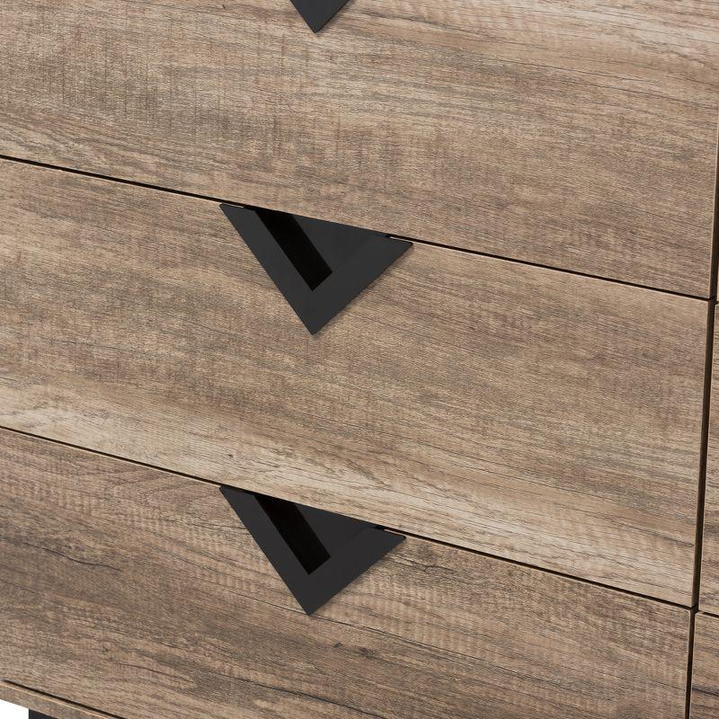 Wales 6-Drawer Geometric Light Brown & Black Dresser