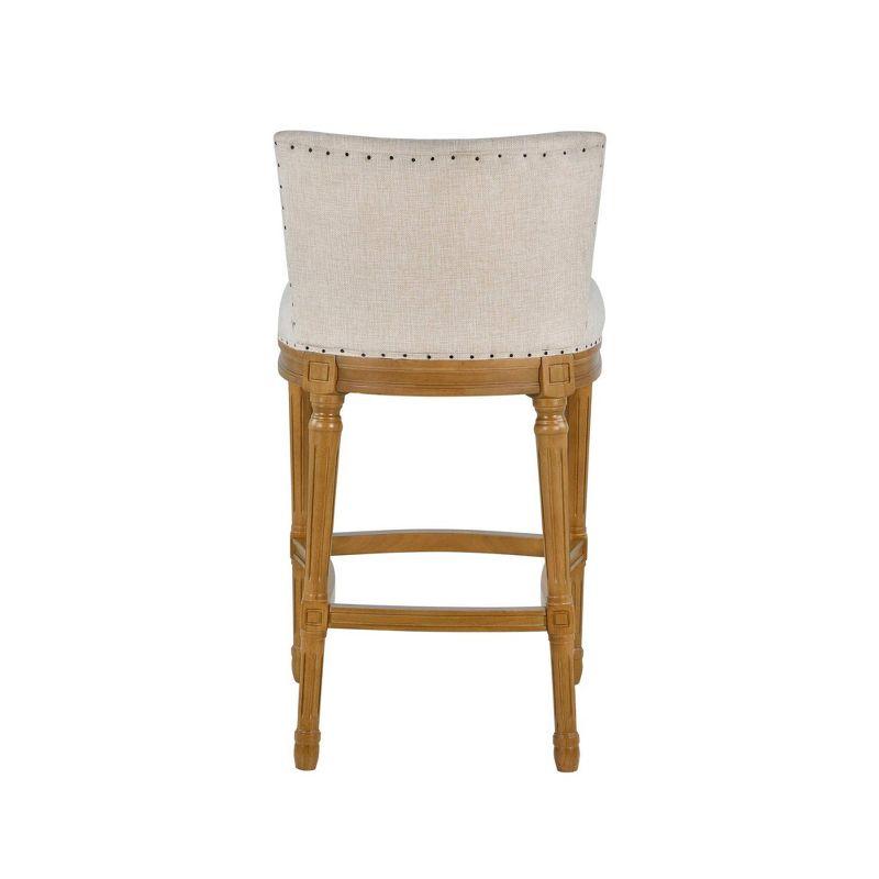 Francesca Tan Linen Cushioned Counter Height Stool with Oak Frame