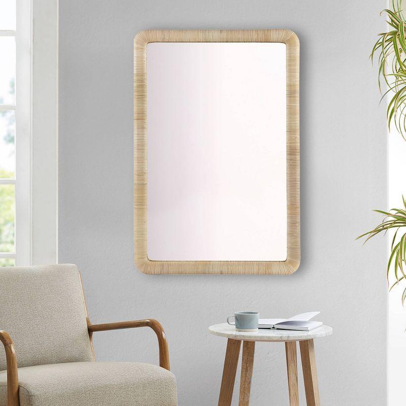 Nova Natural Rattan Rectangle Wall Mirror - Ink+Ivy: Modern Style, Polystyrene Frame, Wall Mount