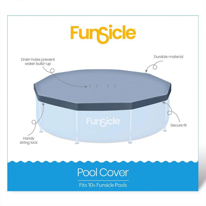 Funsicle 10' x 30" Outdoor Activity Round Metal Frame Above Ground Swimming Pool Set with 10' Secure Debris Pool Cover & SkimmerPlus Filter Pump, Blue