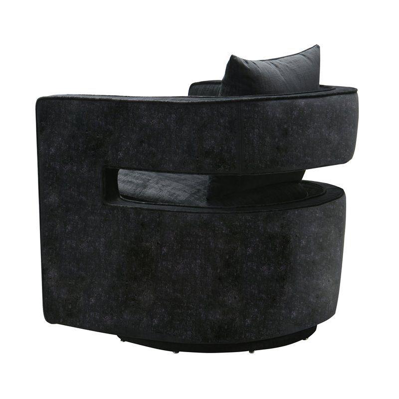 TOV Furniture Kennedy 17.8" Transitional Velvet Swivel Accent Chair in Black