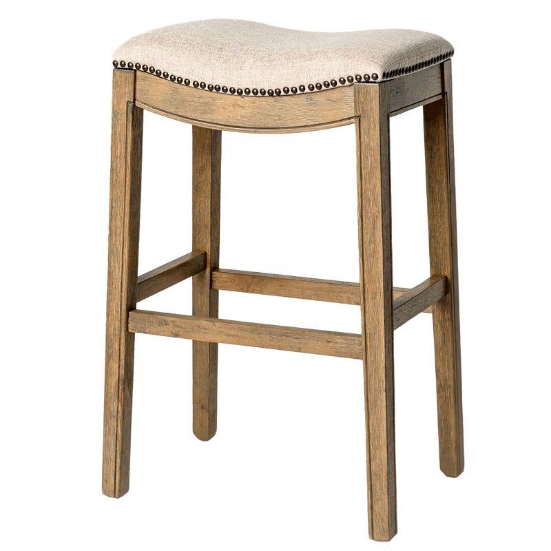 Maven Lane Maven Lane Adrien Backless Saddle Kitchen Stool with Fabric Upholstery
