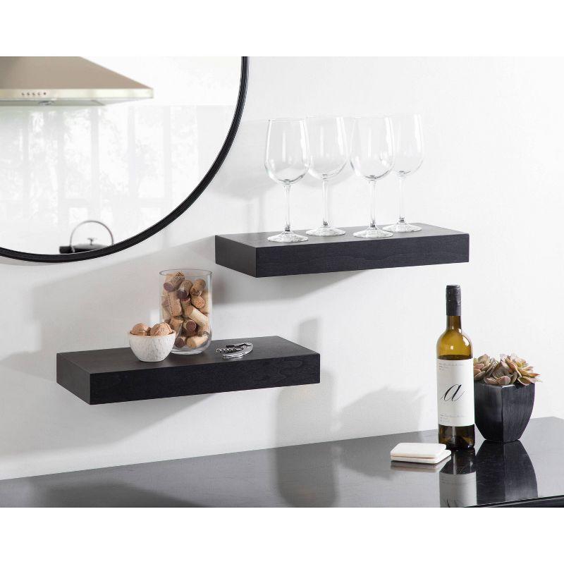 Kate & Laurel All Things Decor 2pc 18" Havlock Wood Shelf Set Black: MDF Open Shelves, No Assembly Required