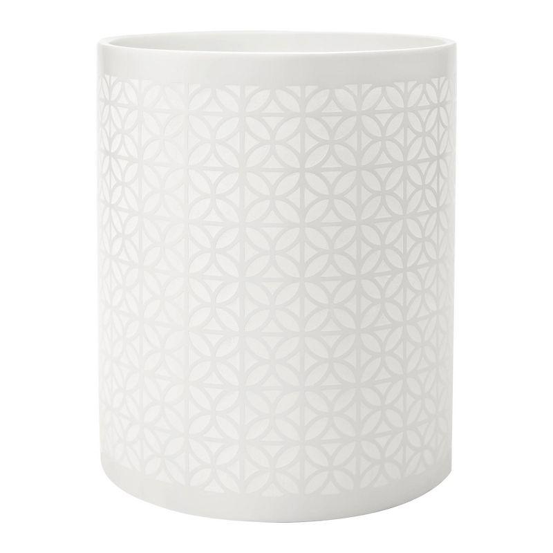 Felix White Embossed Diamond Motif Resin Wastebasket