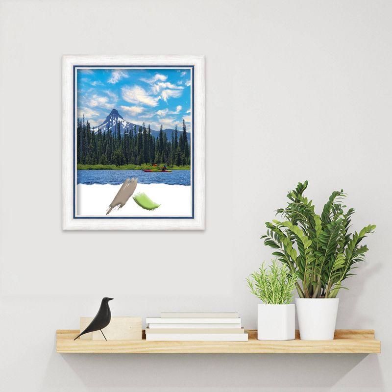 11"x14" Opening Size Morgan Wood Picture Frame Art White/Blue - Amanti Art: Modern Rectangle, Wall Mount