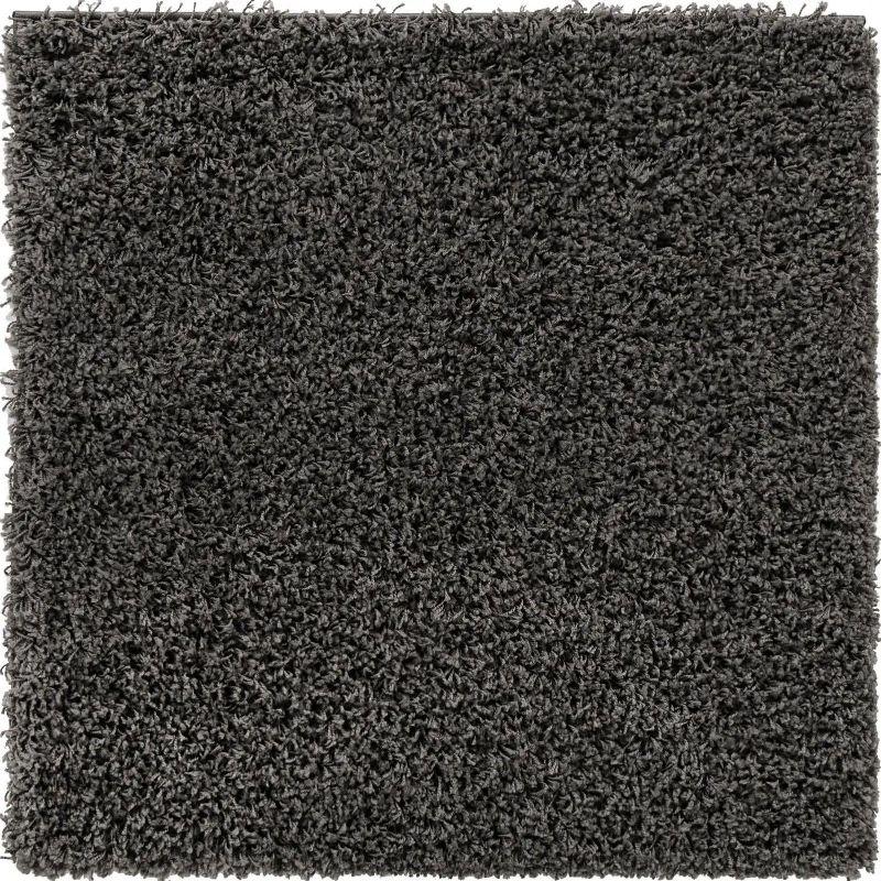 Unique Loom 3' 3 x 3' 3 Solid Shag Graphite Gray Area Rug
