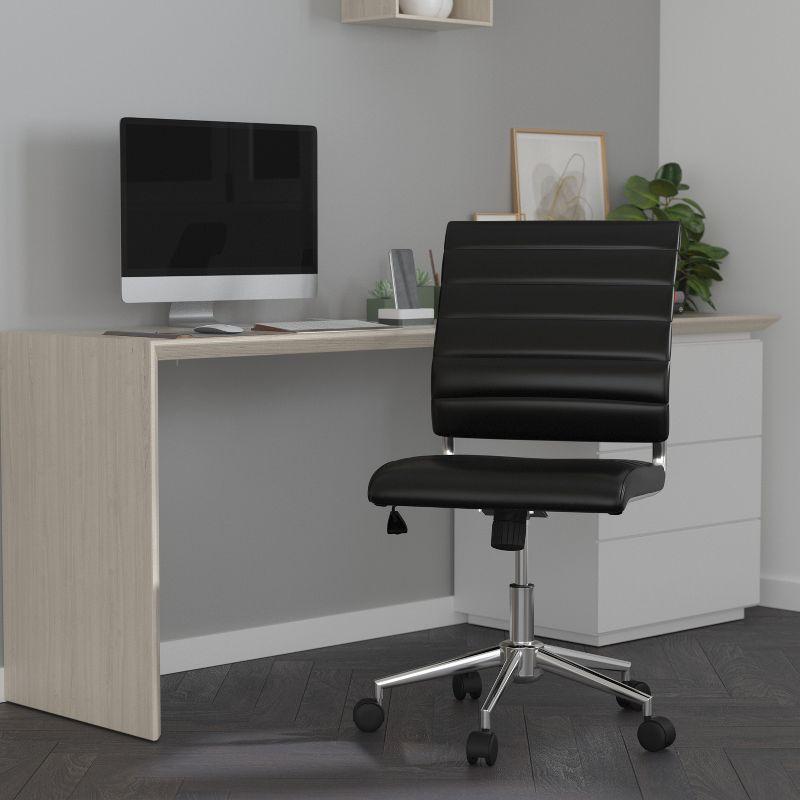 Merrick Lane Ergonomic Swivel Office Chair Ribbed Back and Seat Mid-Back Armless Computer Desk Chair with Metal Base