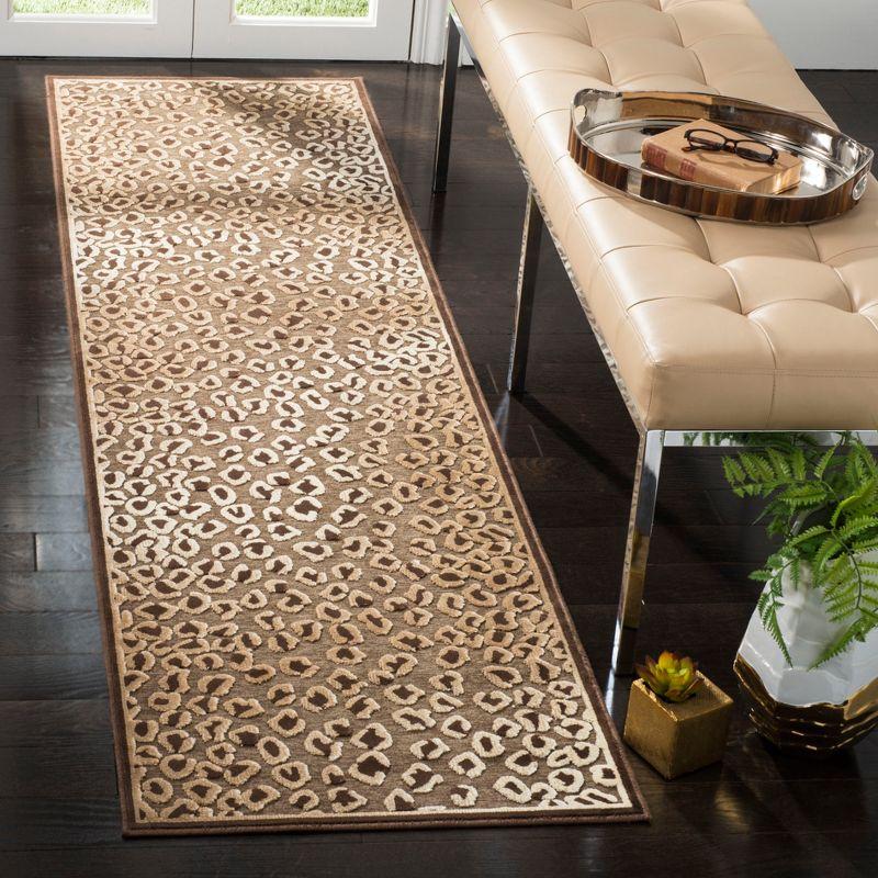 Paradise Beige and Brown Leopard Print Viscose Runner Rug