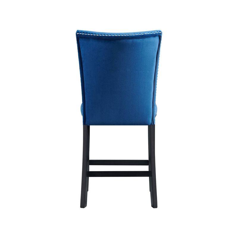 Set of 2 Celine Velvet Counter Height Barstools Blue: Nailhead Trim, Rubberwood Legs - Picket House Furnishings