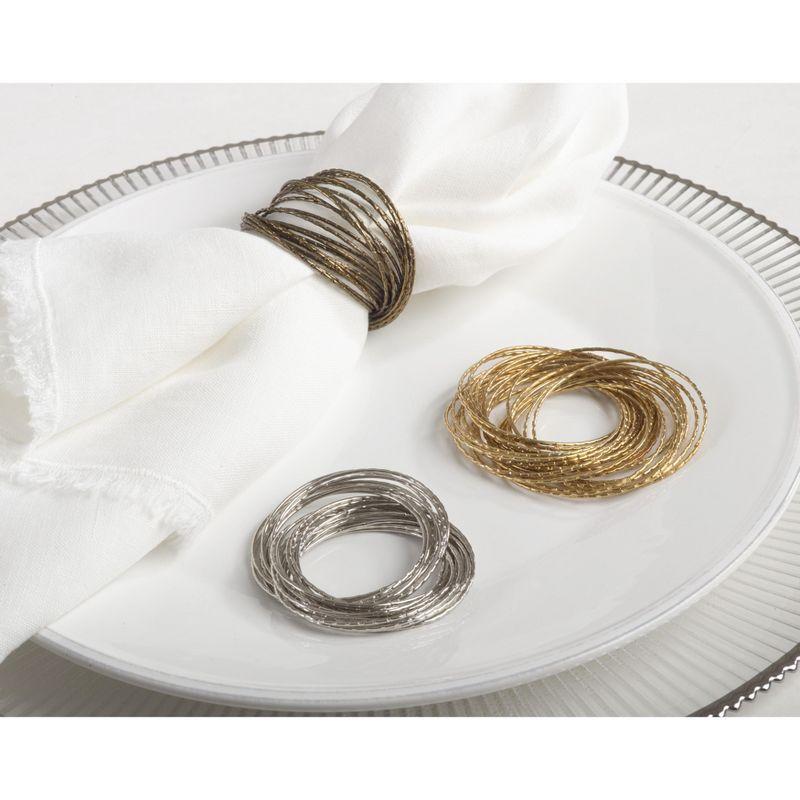 Saro Lifestyle Textured Metallic Bangle Design Metal Napkin Ring (Set of 4), Bronze