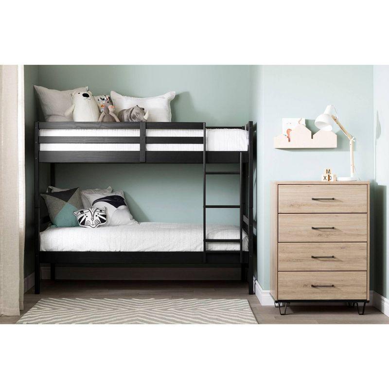 Twin Fakto Solid Wood Kids' Bunk Beds  Matte Black  - South Shore