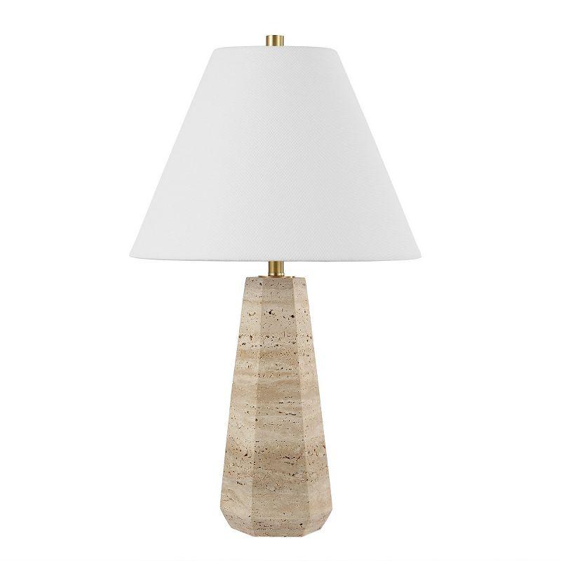 Calla Beige Travertine Table Lamp with White Shade