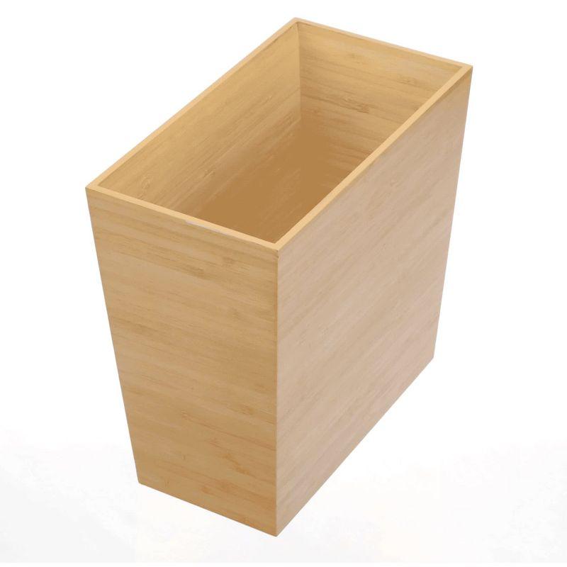 Compact Natural Bamboo Rectangular Wastebasket