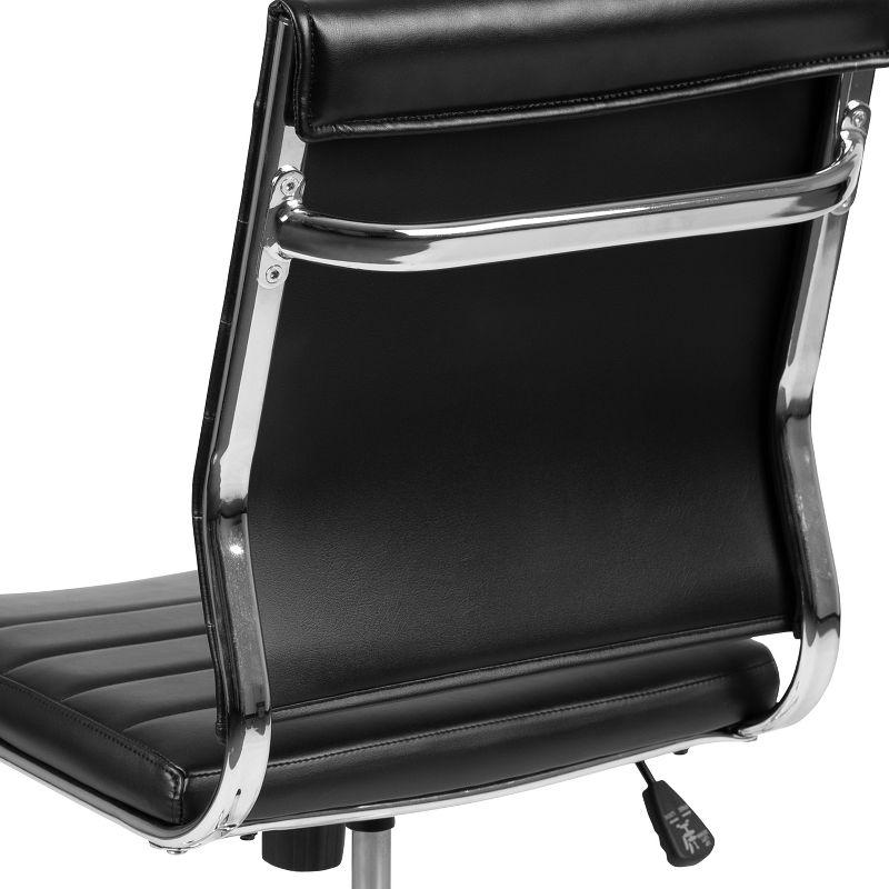 Merrick Lane Ergonomic Swivel Office Chair Ribbed Back and Seat Mid-Back Armless Computer Desk Chair with Metal Base