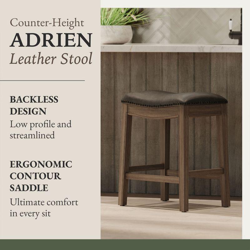 Maven Lane Adrien Saddle Barstool with Vegan Leather Upholstery