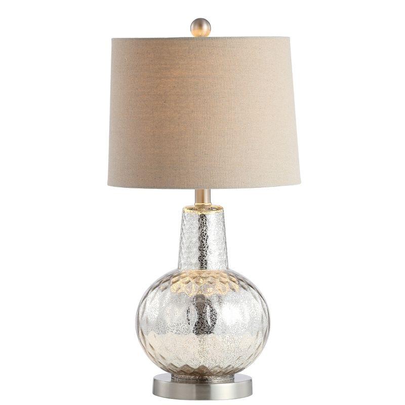 Atlas 24" Silver Mercury Glass Table Lamp with Ivory Shade