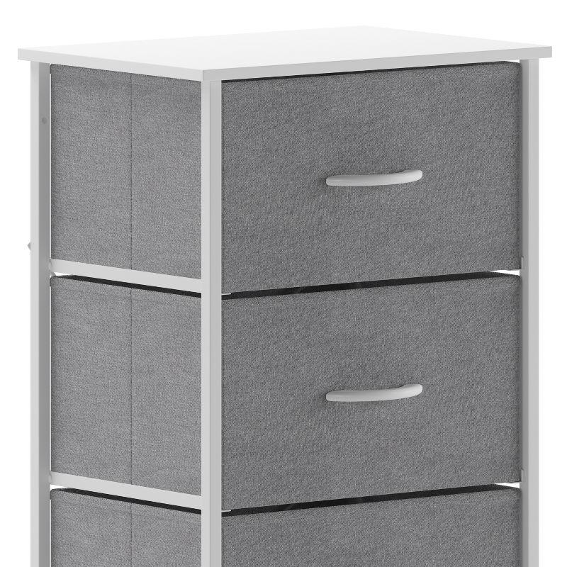 Flash Furniture 4 Drawer Dresser-Natural Wood Top/White Iron Frame/Natural Drawers-White Handles