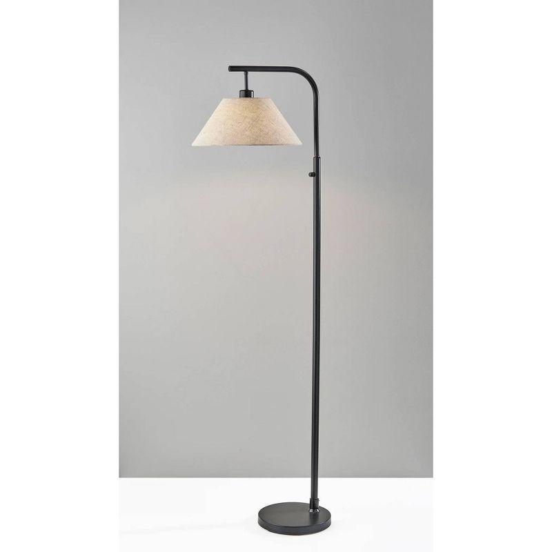 Adesso Hayes Floor Lamp Black: ETL Listed, Metal Body, Linen Drum Shade, 58" Height