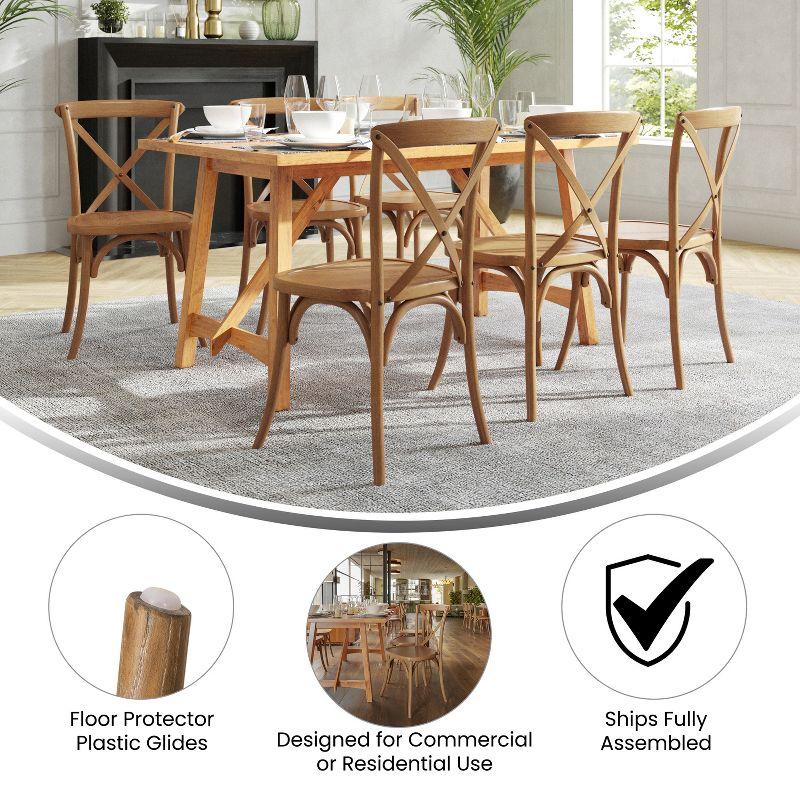 Pecan Wood Cross Back Stackable Dining Chair