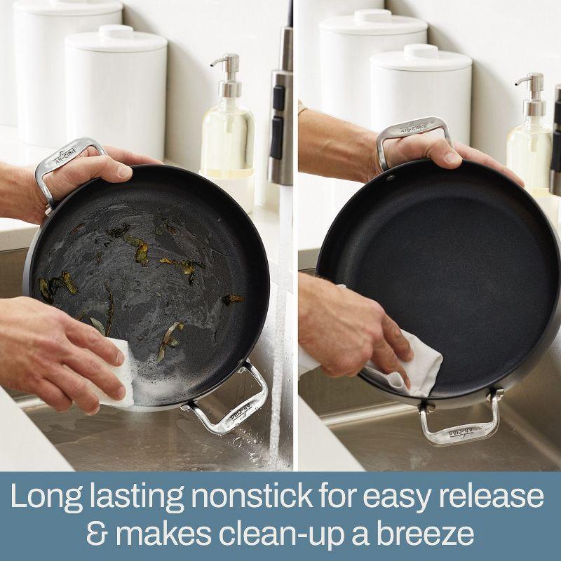 All-Clad 4 Quart Nonstick Sauteuse with Acacia Wood Trivet & Spoon and Glass Lid, HA1 Hard Anodized Cookware