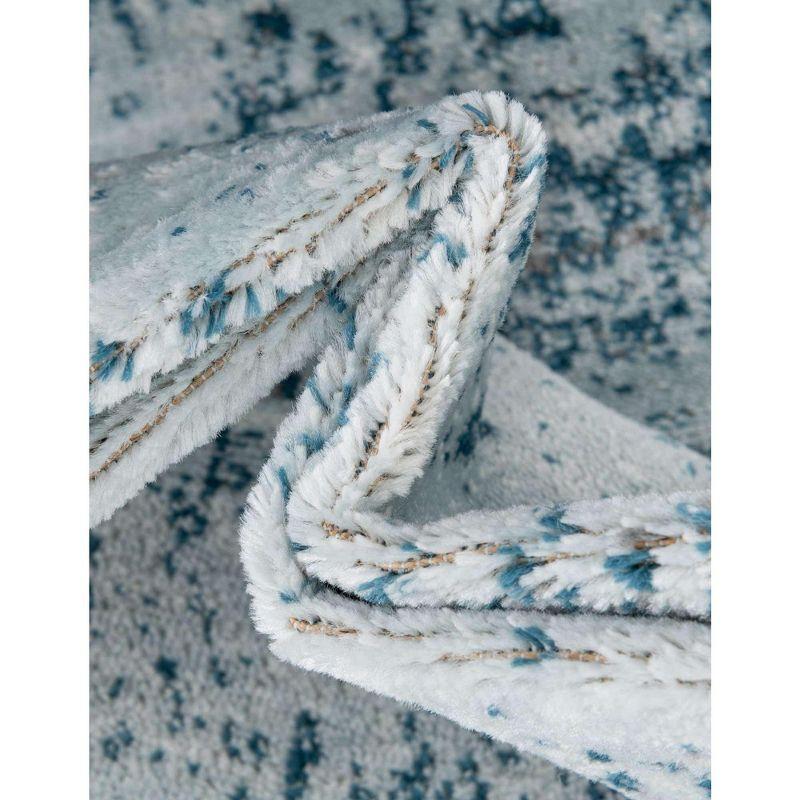 Light Blue Rectangular Synthetic Stain-Resistant Area Rug