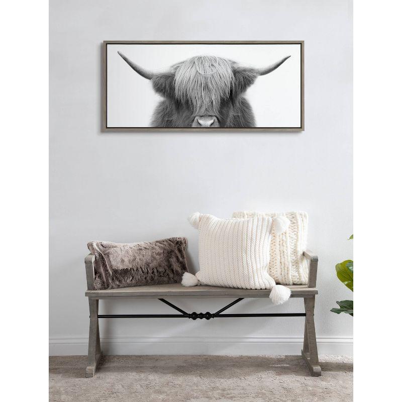 Sylvie Hey Dude Highland Cow by The Creative Bunch Studio Framed Wall Canvas Gray - Kate & Laurel All Things Decor