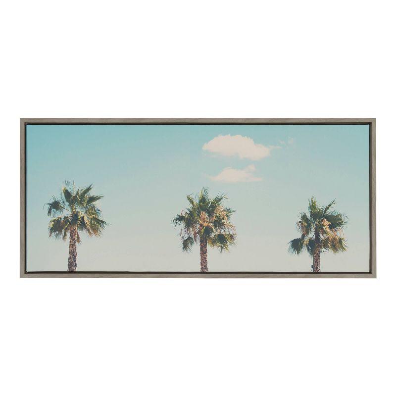 18" x 40" Sylvie A Trio of Palm Trees by Laura Evans: Modern Nautical Decor, Framed Canvas - Kate & Laurel All Things Decor