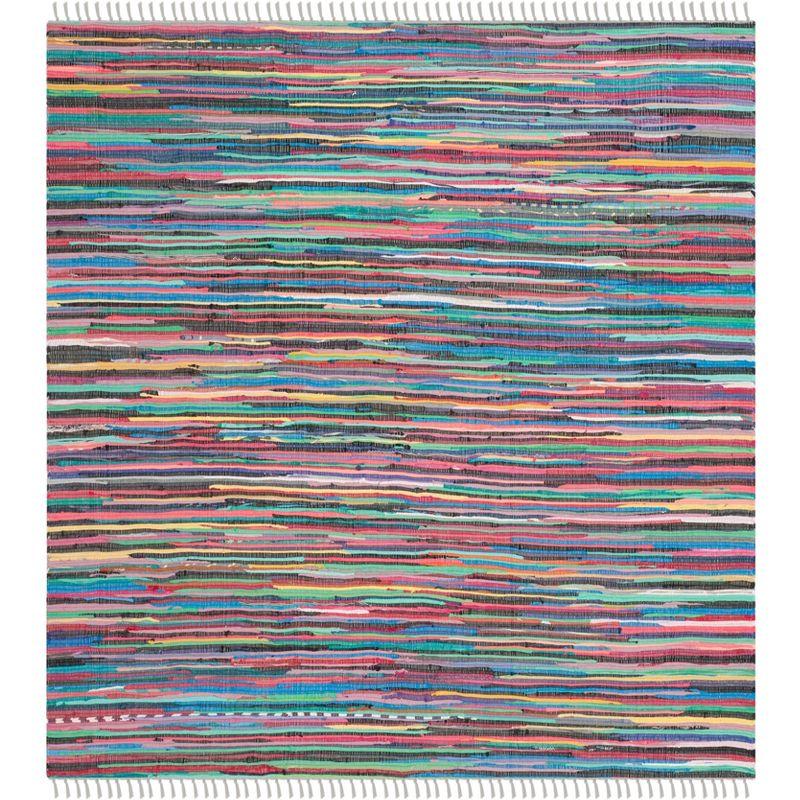 Rag Rug RAR121 Hand Woven Indoor Area Rug - 6'x6' - Grey/Multi - Safavieh