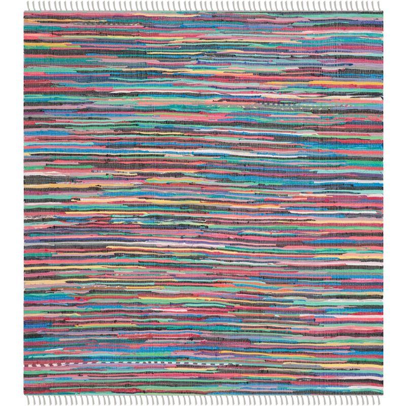 Rag Area Rug RAR121 Hand Woven Area Rug - Grey/Multi - 6'x6' - Safavieh.