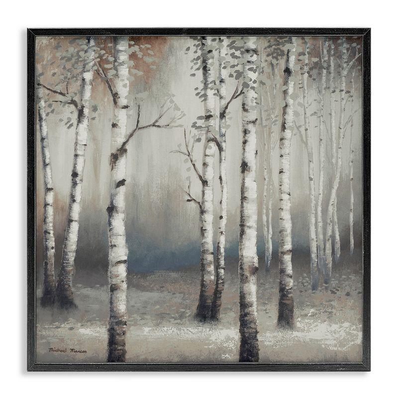 Birch Trees Misty Haze Gray Forest Canvas Print