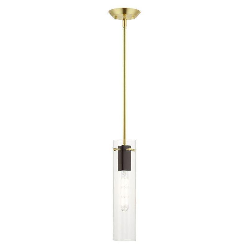 Satin Brass Beckett Single Pendant with Clear Square Glass