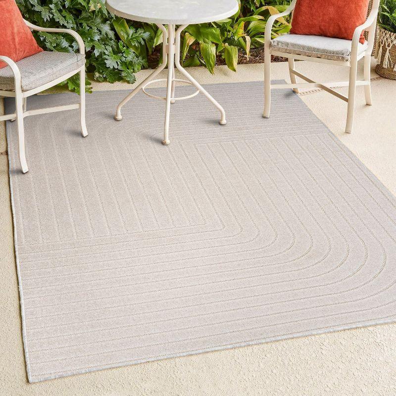 JONATHAN Y Odense High-Low Minimalist Angle Geometric Ivory/Cream 3 ft. x 5 ft. Indoor/Outdoor Area Rug