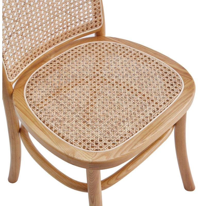 Set of 4 Paragon Dining Chairs Natural/Cane - Manhattan Comfort: Rattan Accent, Ash Wood Frame, No Assembly Required