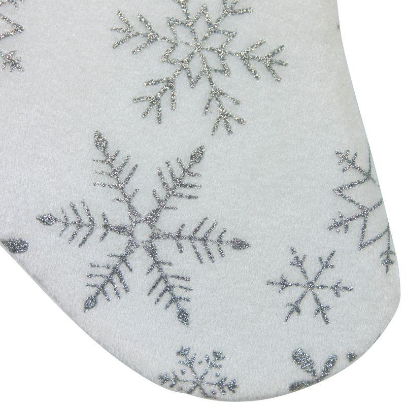 Northlight 19" White and Silver Snowflakes Christmas Stocking