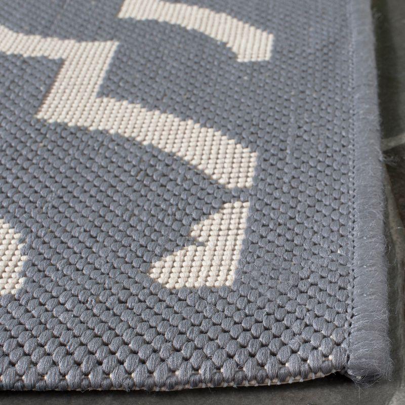 Anthracite and Beige Geometric 5' x 7' Outdoor Area Rug