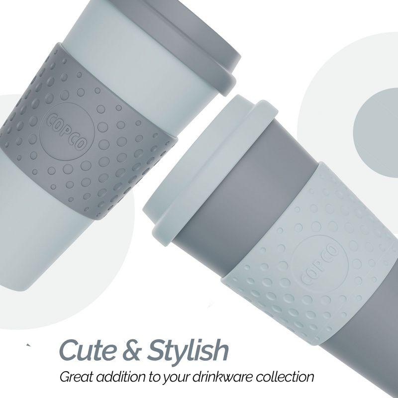 Copco Acadia To Go Mug Set of 2, 16 Ounce Reusable Coffee Cups with Lids, Durable & BPA-Free, Travel Mugs Double-Wall Insulation, Aqua & Gray