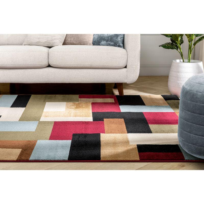 Imperial Mosaic Geometric Modern Casual Abstract Contemporary Block Boxes Soft Red Area Rug